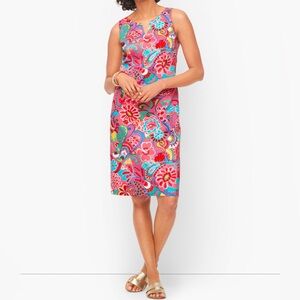 TALBOTS TEXTURED SHIFT DRESS - MOD FLORAL, Size 2